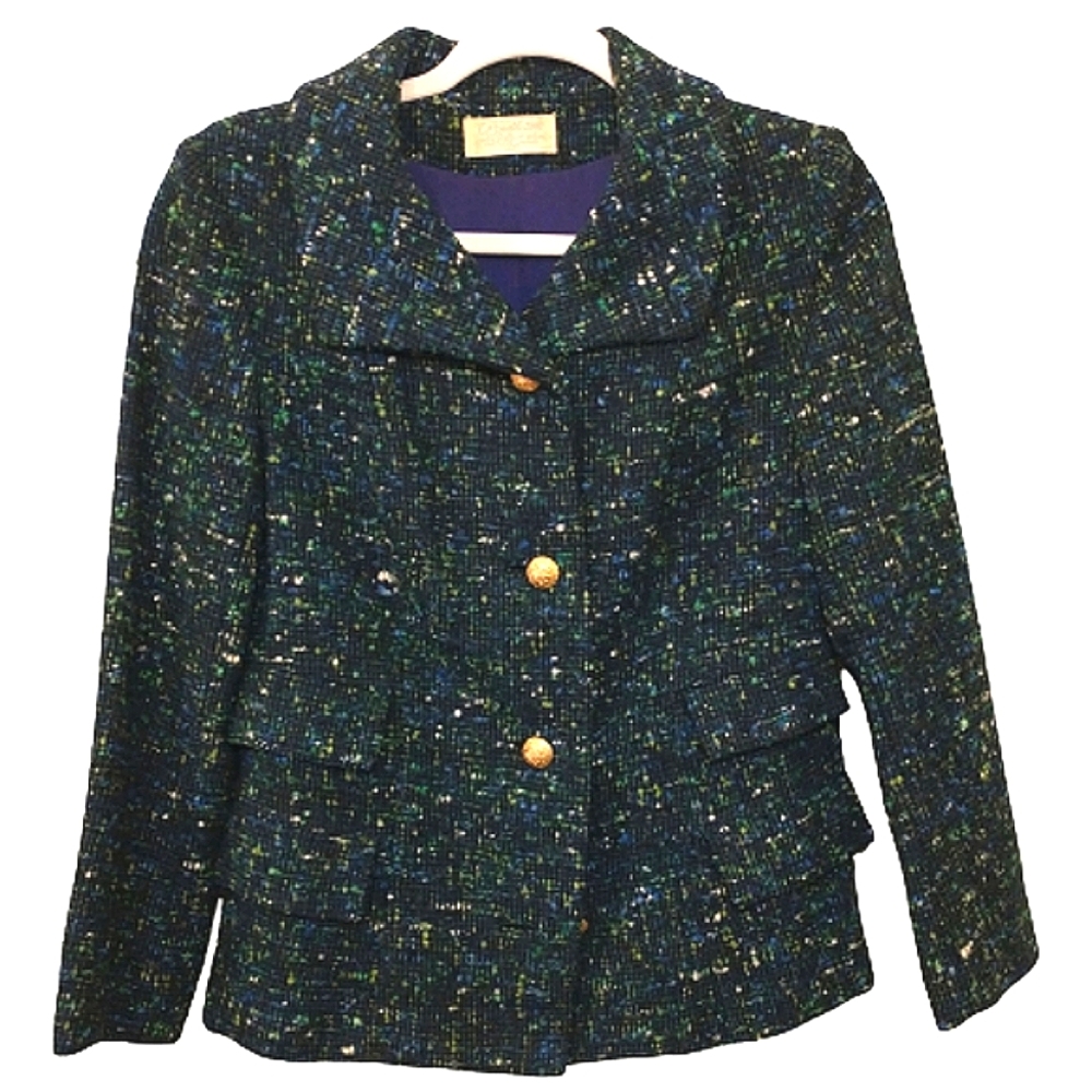 Vintage Pendleton Green Cropped Tweed Jacket Size 10